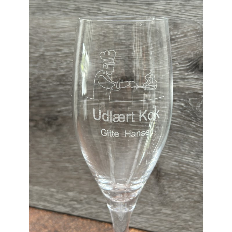 Ølglas til udlært kok med gravering